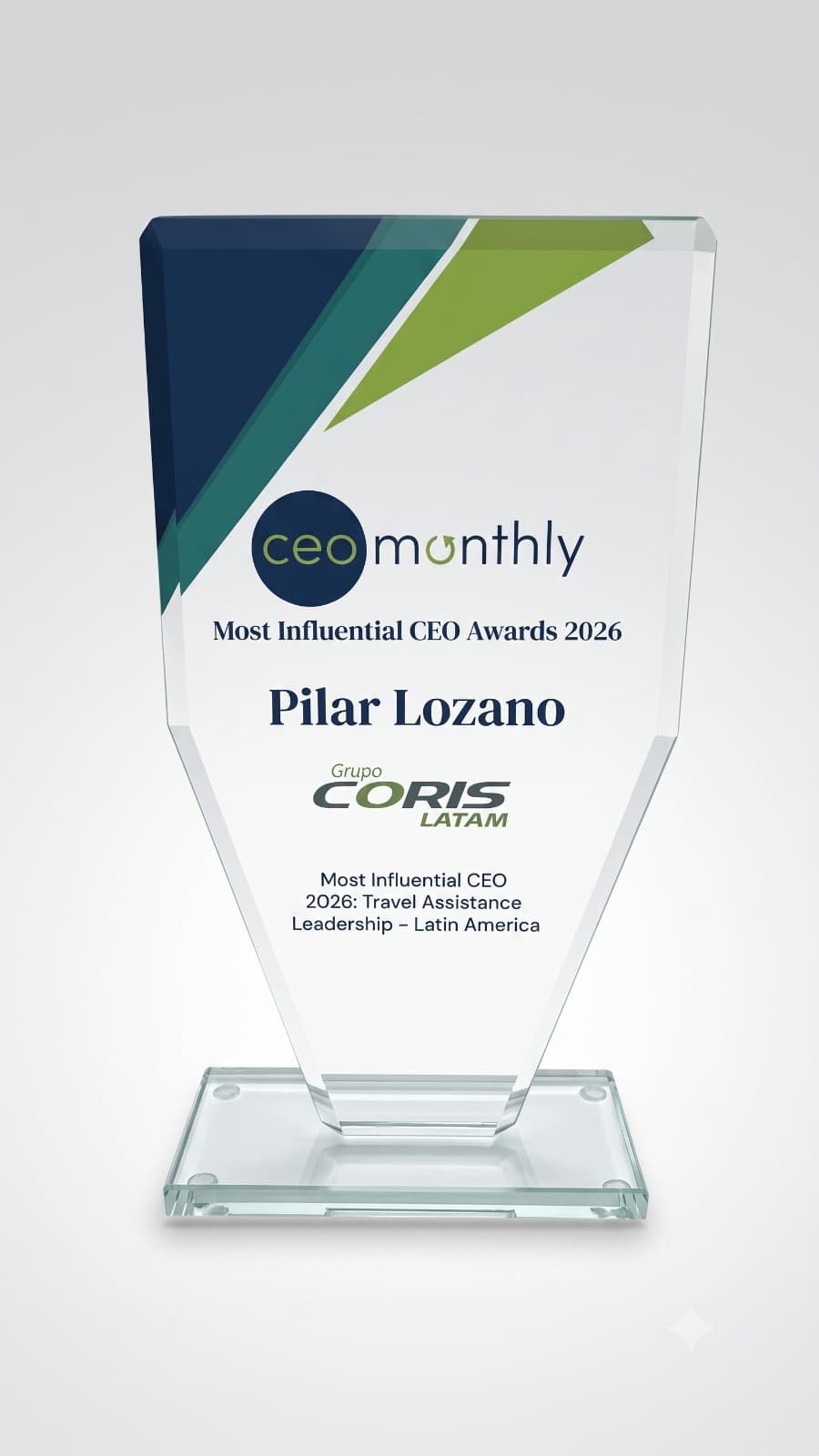 Trofeo CEO Monthly otorgado a Pilar Lozano y Grupo Coris Latam
