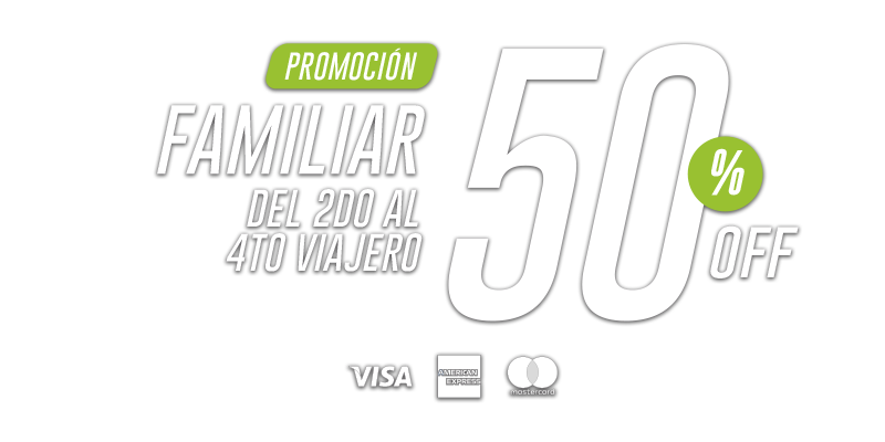 50%Off del 2do al 5to viajero en productos seleccionados